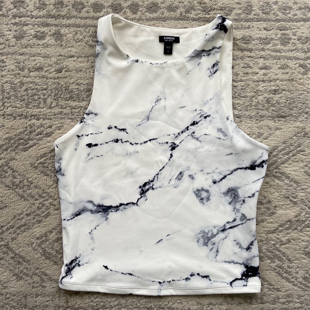 Express Contour Tank Size Small black and white marble - Excellent Condition
